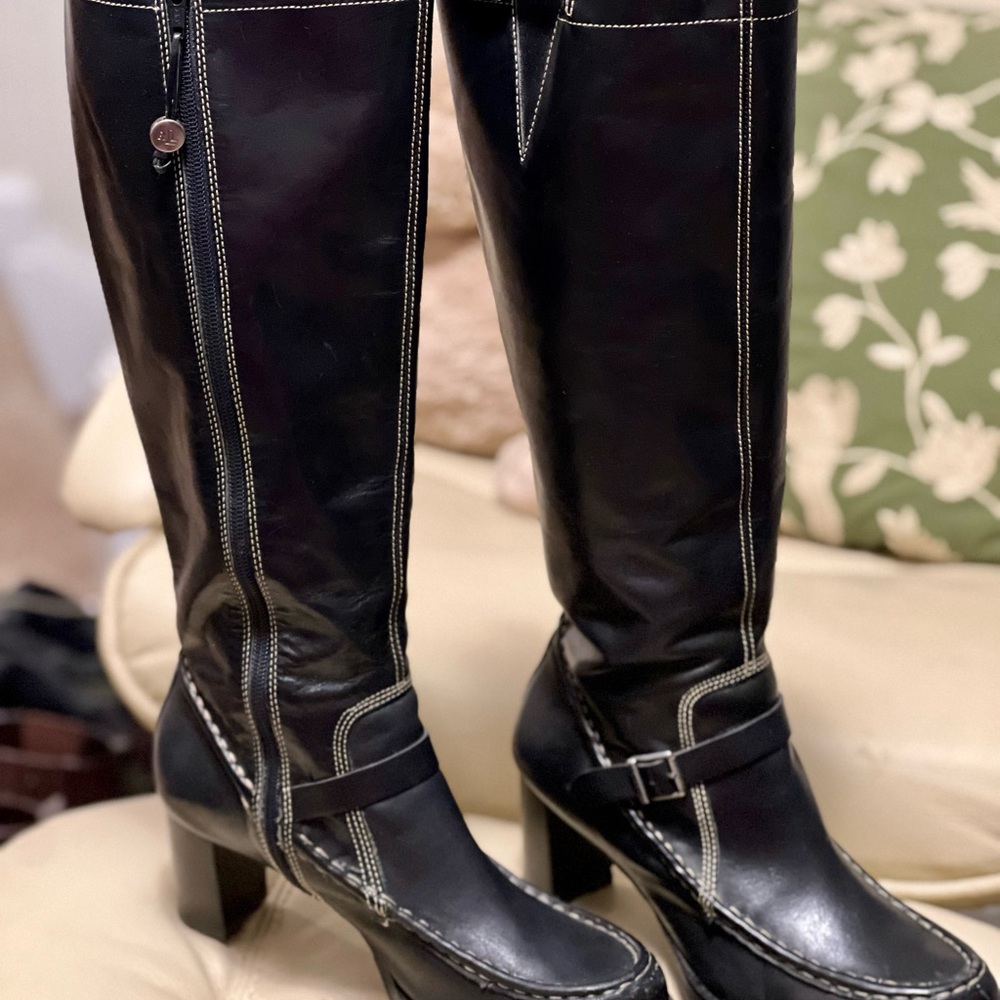 LAUREN Ralph Lauren Knee High Black Leather Boots